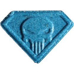 Blue Punisher ecstasy pill (XTC) — MDMA — Bern, Switzerland