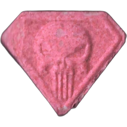 Pink Punisher ecstasy pill (XTC) — MDMA 247mg — Madrid, Spain