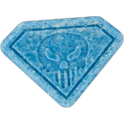 Blue Punisher ecstasy pill (XTC) — MDMA — Lausanne, Switzerland