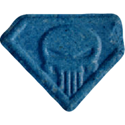 Blue Punisher ecstasy pill (XTC) — MDMA 127mg — Vienna, Austria