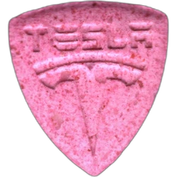 Pink Tesla ecstasy pill (XTC) — MDMA 137mg — Barcelona, Spain