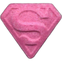 Pink Superman ecstasy pill (XTC) — MDMA 163mg — Barcelona, Spain