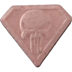 Pink Punisher ecstasy pill (XTC) — MDMA 105mg — Madrid, Spain