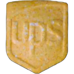 Yellow UPS ecstasy pill (XTC) — MDMA 143mg — Innsbruck, Austria