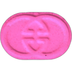 Pink Gucci ecstasy pill (XTC) — MDMA 169mg — Barcelona, Spain