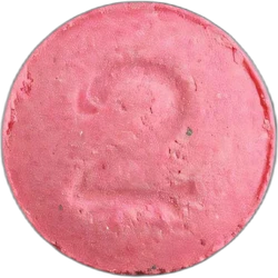 Pink 2C-B pill — 2C-B 21mg; MDMA 0.4mg — Zürich, Switzerland