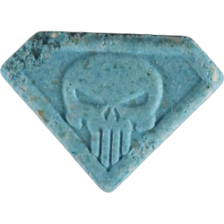 Blue Punisher ecstasy pill (XTC) — MDMA 120mg — Zürich, Switzerland