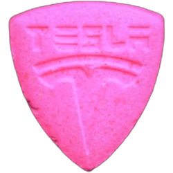 Pink Tesla ecstasy pill (XTC) — MDMA 155mg — Barcelona, Spain
