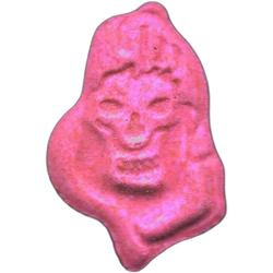 Pink Grim Reaper ecstasy pill (XTC) — MDMA 315mg — Madrid, Spain