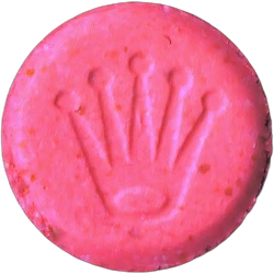 Pink Rolex ecstasy pill (XTC) — 2C-B 20mg — Madrid, Spain