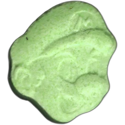 Green Super Mario ecstasy pill (XTC) — MDMA 155mg — Madrid, Spain