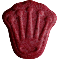 Red Rolex ecstasy pill (XTC) — MDMA 46mg; Caffeine 122mg — Vienna, Austria