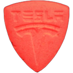 Red Tesla ecstasy pill (XTC) — MDMA 94mg — Barcelona, Spain