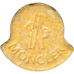 Yellow Moncler ecstasy pill (XTC) — MDMA 177mg — Madrid, Spain