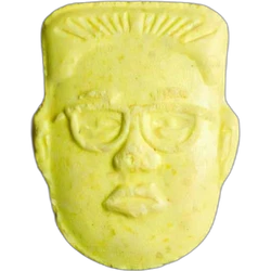 Yellow Kim Jong Un ecstasy pill (XTC) — MDMA 25% — Marseille, France