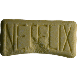 Yellow Netflix ecstasy pill (XTC) — MDMA 23mg; Caffeine 163mg — Vienna, Austria