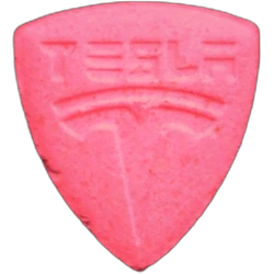 Pink Tesla ecstasy pill (XTC) — MDMA 142mg — Barcelona, Spain