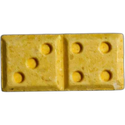 Yellow Domino ecstasy pill (XTC) — MDMA 127mg — Marseille, France