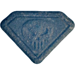 Blue Punisher ecstasy pill (XTC) — MDMA 18mg; Caffeine 161mg — Vienna, Austria