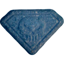 Blue Punisher ecstasy pill (XTC) — MDMA 23mg; Caffeine 162mg — Vienna, Austria