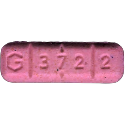 Pink G 3722 ecstasy pill (XTC) — MDMA 118mg — Madrid, Spain