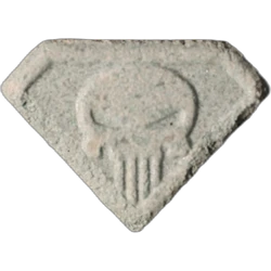 Blue Punisher ecstasy pill (XTC) — MDMA 172mg — Zürich, Switzerland