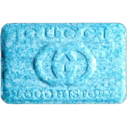 Blue Gucci ecstasy pill (XTC) — MDMA 213mg — Genf, Switzerland