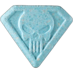 Blue Punisher ecstasy pill (XTC) — MDMA 179mg — Zürich, Switzerland