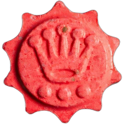 Orange Rolex ecstasy pill (XTC) — MDMA 148mg — Marseille, France