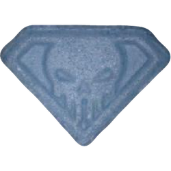 Blue Punisher ecstasy pill (XTC) — Amphetamine 14mg; Caffeine 10mg — Vienna, Austria