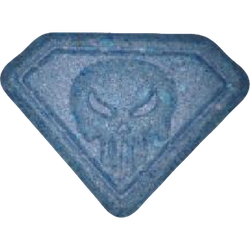 Blue Punisher ecstasy pill (XTC) — Amphetamine 7mg; Caffeine 34mg — Vienna, Austria