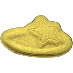 Yellow Pop Smoke ecstasy pill (XTC) — MDMA 212mg — Tarragona, Spain