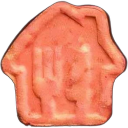 Orange Just Eat ecstasy pill (XTC) — MDMA 128mg — Madrid, Spain