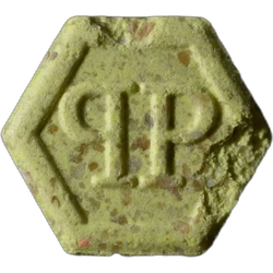 Yellow Philipp Plein ecstasy pill (XTC) — MDMA 155mg — Basel, Switzerland