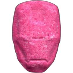Pink Iron Man ecstasy pill (XTC) — MDMA 171mg — Barcelona, Spain