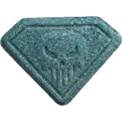 Blue Punisher ecstasy pill (XTC) — MDMA 24mg; Caffeine 171mg — Berlin, Germany