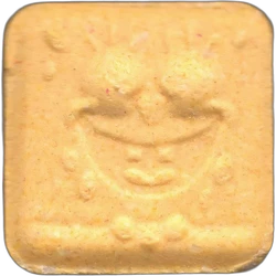 Yellow Bob Esponja ecstasy pill (XTC) — MDMA 163mg — Valencia, Spain