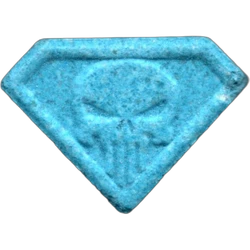 Blue Punisher ecstasy pill (XTC) — MDMA 189mg — Barcelona, Spain