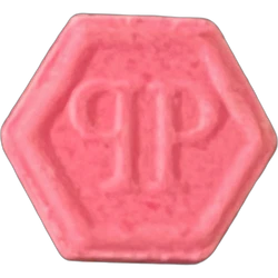 Pink Philipp Plein ecstasy pill (XTC) — MDMA 134mg — Málaga, Spain