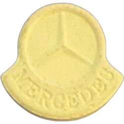 Yellow Mercedes pill — 4-CMC — Brussels, Belgium