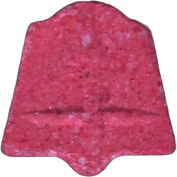 Pink Pharaoh ecstasy pill (XTC) — MDMA 203mg; Synthesis impurity — Barcelona, Spain