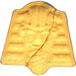Yellow Pharaoh ecstasy pill (XTC) — MDMA 136mg — Madrid, Spain