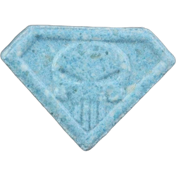 Blue Punisher ecstasy pill (XTC) — MDMA 188mg — Zürich, Switzerland