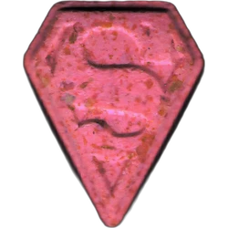 Pink Superman ecstasy pill (XTC) — MDMA 106mg — Madrid, Spain