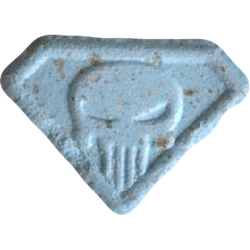 Blue Punisher ecstasy pill (XTC) — MDMA 105mg — Vienna, Austria