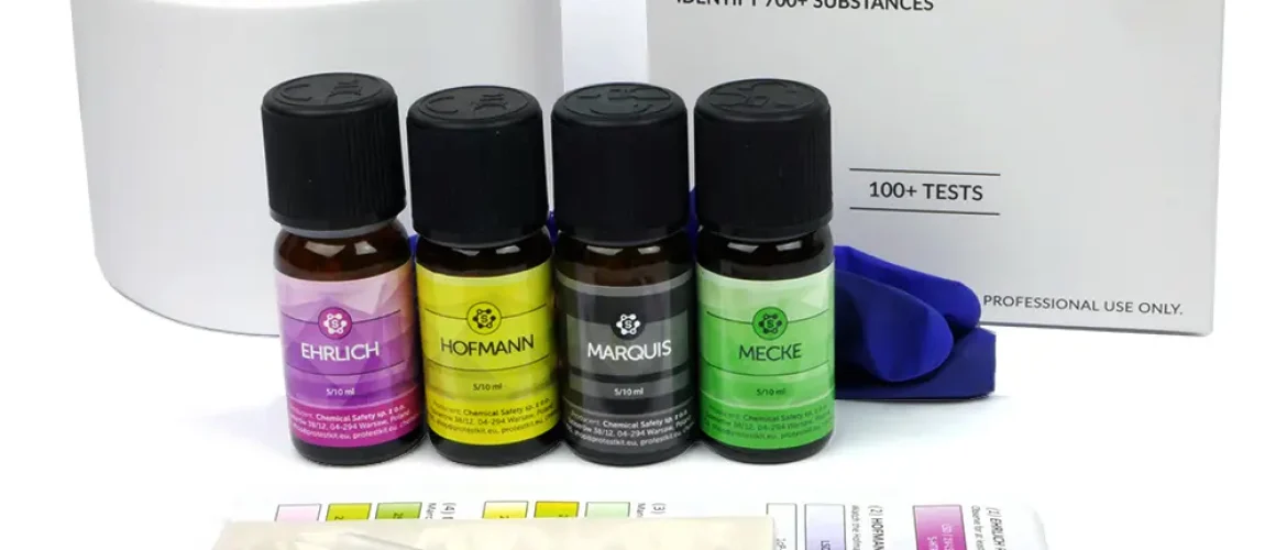 DMT / LSD test kit with Ehrlich reagent, Hofmann, Marquis, Mecke.