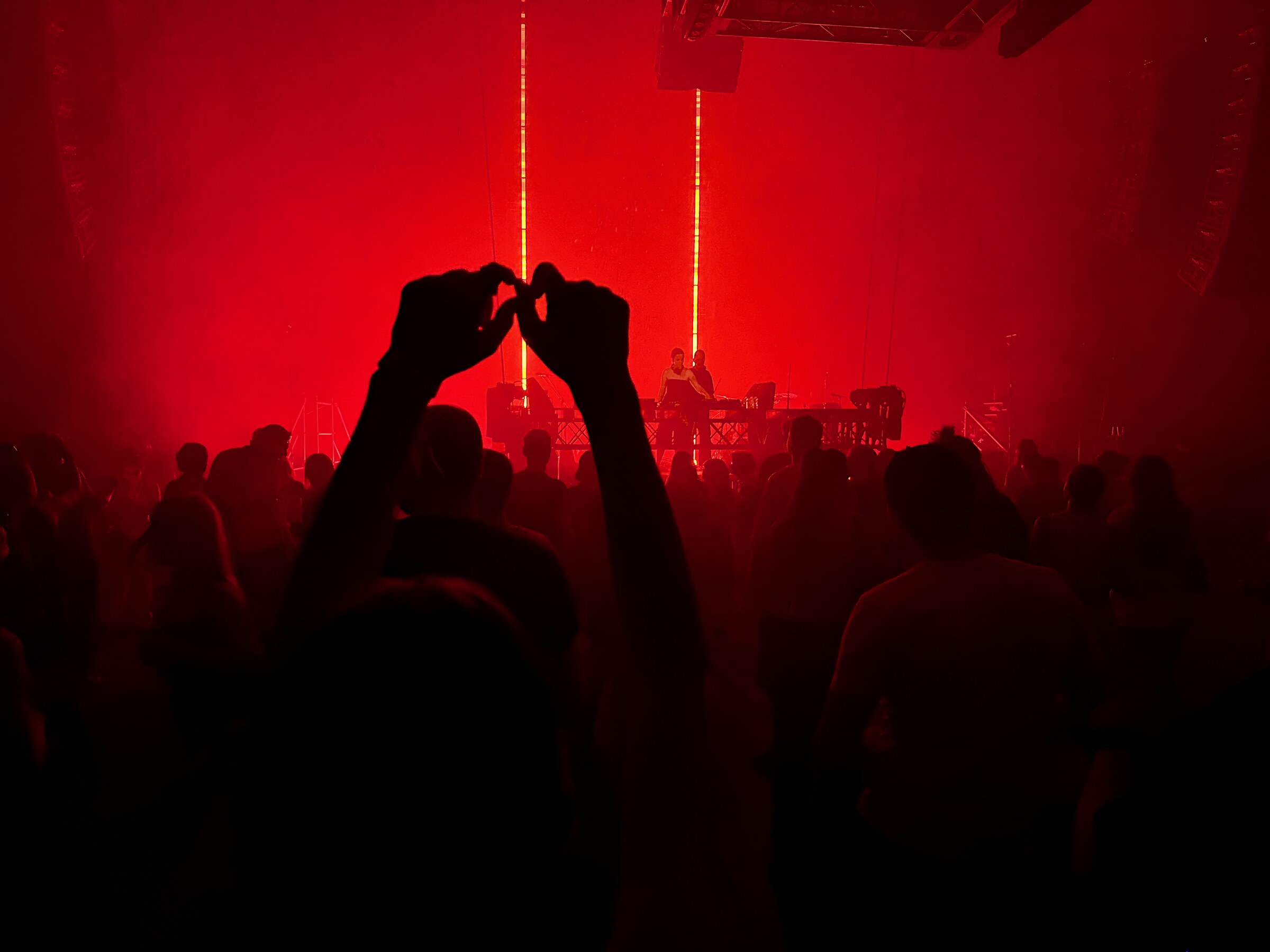 Brave Factory crowd beneath suspended light installations