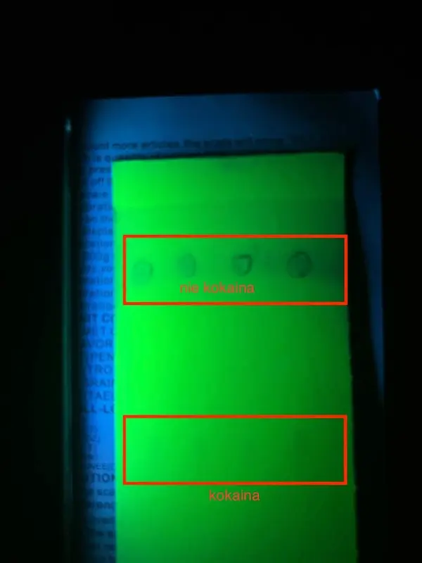 TLC card showing cocaine and caffeine as separate spots